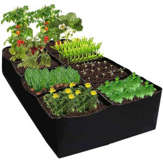 8 nodalījumi Paaugstinātas dobes augu maisiņš, 6 x 3 x 1 pēdas, elpojošs, atkārtoti lietojams, neausta auduma kartupeļu stādu maisiņš, augu augšanas maisiņi, augu soma garšaugu, ziedu, dārzeņu audzēšanai (1 iepakojumā)