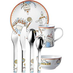 7 TLGS. Puresigns Set One Moema Children's Cutlery Stainless Steel, plate, cup and Bowl