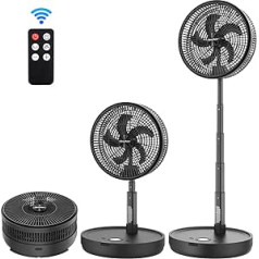 EasyAcc Floor Fan, Quiet Height Adjustable Foldable 11.6 Inch Fan Oscillating Remote Control 10,000 Battery Fan USB 8 Speeds Timer