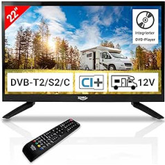 Xoro HTC 2249 — 21,5 collu (55 cm) LCD TV ar HDTV trīskāršu uztvērēju, integrētu slota DVD atskaņotāju, USB 2.0 multivides atskaņotāju, CI+ slotu, 12 V savienojumu, 2022. gada modelis, melns