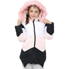 A2Z 4 bērni ar kapuci, kontrasta paneļa bufera mētelis, zīdaiņu rozā parka jaka mākslīgās kažokādas, noņemama kapuce, jauna ziemas modes meitenes vecumā no 2 līdz 13 gadiem