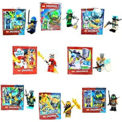 Lego Ninjago Legacy mini figūriņa — kolekcionējama figūriņa — Ninjago figūriņa — izlase (8 komplekts — Džejs 5 + Lloids 4 + Zane 3 + Kai 5 + Zane 2 + Čūska + Kola 3 + Kola 4)