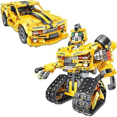 JONRRYIN Robot Children's Toy, 2-in-1 Remote Control Robot and Racing Car Construction Toy, 901 Pieces Programmable Robot via App and Remote Control, Gift for 6+ Years (Racing Robot)