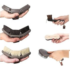 Animalon Basic Set | Brush, Curry Comb, Root Brush, Tail & Mane Brush & Hoof Brush | Basic Equipment for Daily Horse Care (Brown)