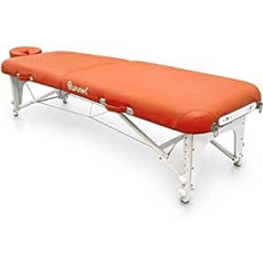 QUIRUMED saliekams koka Shiatsu galds 211 x 60 cm oranžs mākslīgās ādas augstums, regulējams, noņemams ar galvu, pastiprināta konstrukcija 185kg