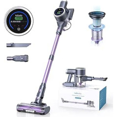 Lubluelu 25000 Pa Cordless Vacuum Cleaner, 62 dB Ultra Quiet with Large Brush, Anti-Tangle, Battery Vacuum Cleaner with Diameter 10 cm LED Touch Screen, 50 Minutes Running Time, for Hard Floors,