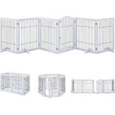 Unipaws Freestanding Wire Pet Gate, 6 Panels Playpen for Dogs with Passage Door and 4 Support Feet, Portable Puppy Exercise Pen, Dog Fence, Safety Barrier, Extra Wide