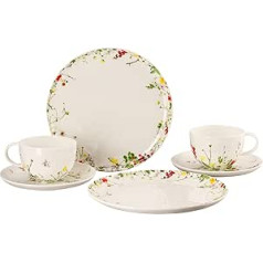 Rosenthal Brillance Fleurs Sauvages komplekts ar 6 kombinētām krūzēm un kupejas šķīvjiem