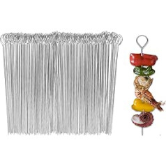 BBQ Metal Skewers Stainless Steel Pack of 100 20 cm Food Grade Kebab Skewers Turkey Shoelaces QQ CAT Reusable Skewers for Air Fryer, Campfire, Trussing Turkey