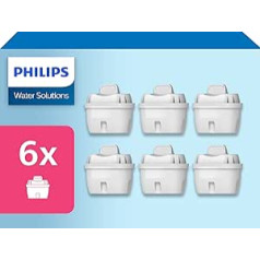 Philips Water Wasserfilter-Kartuschen, 6er-Pack, Brita-kompatibel, reduziert MIKROPLASTIK, CHLOR, KALK, SCHWERMETALLE