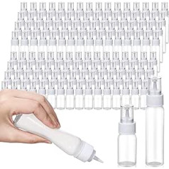 Tioncy 100 Writing Bottles, Applicator Bottles, Pointed Mouth, Plastic Bottles, 50 Pieces Each with Clear Caps, Suitable for Spices, Salad, Dressings, Oils, Cookies, Writing, Reusable