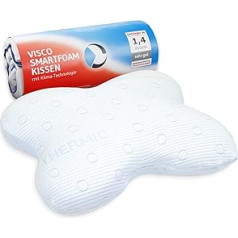 ACAMAR Side Sleeper Pillow Orthopaedic Neck Support Pillow Visco-elastic Memory Foam Thermo-regulating Cover Visco Pillow Cervical Spine Neck Pillow Side Sleeper Pillow 55 x 47 x 12 cm