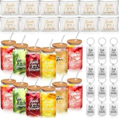 Tioncy 36-teiliges Dankeschön-Geschenk-Set für Frauen, Wertschätzungsgeschenke, Großpackung für Awesome 473 ml, Becher mit Deckel und Strohhalm, iedvesmojošs Make-up-Tasche, Schlüsselanhänger,