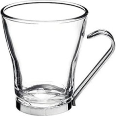 6 x Große Kaffee/Tee/Latte Cup Gläser mit Edelstahl Griffe 32 cl (11 ¼ oz)