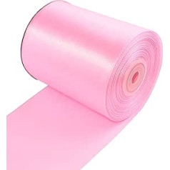 AERZETIX - C55289 - Roll ribbon satin 95 mm x 25 m - pink colour - gift ribbon for ceremony wedding birthday party decoration - made of polyester