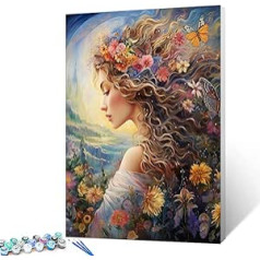 Sunflower Wildflowers Paint by Numbers for Adults Beginners DIY Digital Oil Painting Kit on Canvas with Brushes and Acrylic Pigments African Women Pictures Home Decor