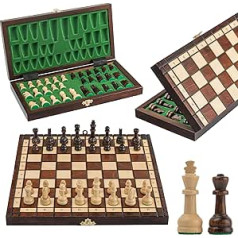 Master of Chess Academic Small Wooden Travel Chess Set Handmade Classic Chess Set for Kids and Adults (30cm)