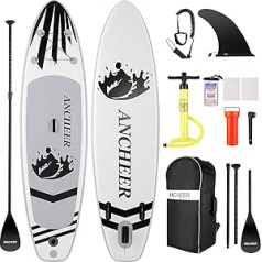 Aufblasbares Stand Up Paddle Board с комплектом SUP Zubehör, Rucksack, Leine, verstellbarem Paddel und Handpumpe, Bodenflosse, Wasserdichter Tasche, Reparaturset, Jugendliche und Erwachsene