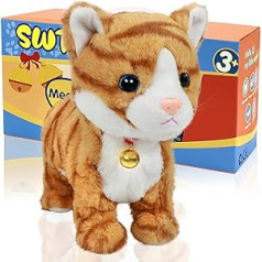 SWTOIPIG Interactive Electronic Plush Toy - Upgrade with LED Light Eyes, Animated Sound Control, Electronic Pet, Robot, Cat, Kitten Toy, Gifts for Boys and Girls