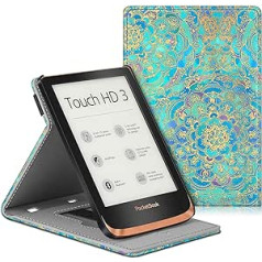 Fintie Case for Pocketbook Touch HD 3 / Touch Lux 5 / Touch Lux 4 / Basic Lux 2 / Color (2020) e-grāmatu lasītājs — vairāku skata leņķu aizsargmaciņš ar rokas siksniņu, automātiskais miega režīms/pamošanās, nefrīts