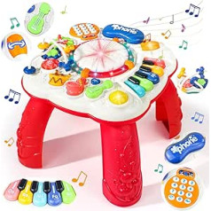 Symiu Toy from 1 year - play table children's toy from 1 year 6 in 1 children's toy from 1 2 3 years with music light music toy activity centre baby gift boy girl from 1 year 2 3 4 years