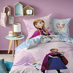 Disney Frozen ziemas gultas veļas komplekts 135 x 200 cm 80 x 80 cm Frozen Girls gultas veļa ar Annas un Elzas dimantu motīvu 100% kokvilnas flaneļa kvalitāte ar rāvējslēdzēju