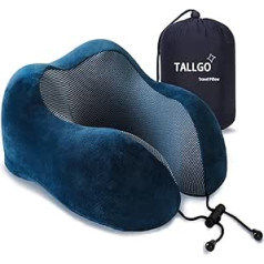 Tallgo Travel Pillow, Great Memory Foam Neck Pillow, Headrest, Soft Pillow for Sleeping, Airplane, Car and Home (Dark Blue)