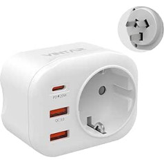 VINTAR 1PC 20W Austrālijas ceļojumu adapteris, 4 vienā PD un QC 3.0 ātrās uzlādes spraudņa adapteris ar 2 USB pieslēgvietām un 1 USB-C portu, Austrālijai, Argentīnai, Ķīnai, I tips