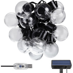 Saules LED dārza vītne 2in1 Maclean, IP44, 3W, 60lm, 3000K, akumulators 2*600 mAh, 5V DC, 7m, MCE424