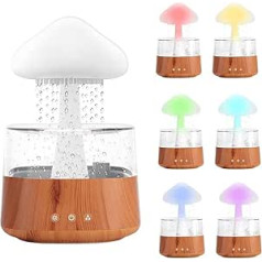 CJBIN Cloud Humidifier, 450 ml Diffuser for Essential Oil, Rain Cloud Humidifier, 7 Colours Rain Mushroom Lamp, Nano Mist Diffuser and Rain Cloud Humidifier for Home, Rooms, Children's Room