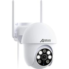 ANRAN FHD 5MP Outdoor WiFi Surveillance Camera, 360 Degree PTZ IP Camera with Automatic Tracking, 30 m Coloured Night Vision with Floodlight, 24/7 Video Recording, 2-Way Audio with Alexa, P3 Max White