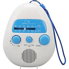 AM FM Shower Radio, Waterproof Portable Shower Radio with Built-in Speaker, ABS Material, Easy Operation, FM and AM Receiver, Battery Operated