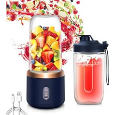 LUFEIS 450 ml Mixeur Blender Smoothie Maker, Portable Blender, Smoothie Maker to Go, Mini Mixer to Go with Six Blades, Portable Smoothie Blender with USB Rechargeable for Baby Food