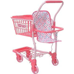 KOOKAMUNGA Kids Toy Shopping Trolley with Removable Basket | Realistic 2 in 1 Kids Shopping Trolley with Doll Seat Front (Pink Unicorn Pattern)