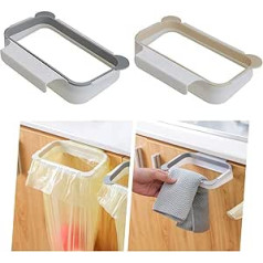 2 Pieces Hanging Bin Bag Stand, Cabinet Rubbish Bag Holder, Kitchen Bin Hanging, Bin Bag Holder, for Storing Rubbish Bags (Apricot, Grey)