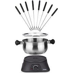 Tristar Fondue-Set mit 1,3L Fassungsvermögen – aus Edelstahl für bis zu 8 Personen, FO-1106