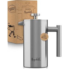 Morgenheld French Press for 5 Cups [1000 ml] Made of Stainless Steel - Double-Walled Coffee Maker, French Press Thermo Including 3 Replacement Filters - 100% Dishwasher Safe