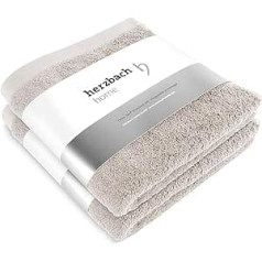 herzbach home Premium Hand Towels 50 x 100 cm Set of 2 (Sand Grey) - High Quality, Soft & Absorbent Towels in Best Quality - 100% Natural Cotton