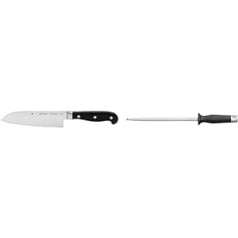 WMF Spitzenklasse Plus Santoku nazis 30 cm īpašs asmens tērauds, nazis kalts 16 cm un augstākās klases plus asināmais tērauds 36 cm, nažu asināšanas stienis, Cromargan nerūsējošais tērauds, asmens 23 cm