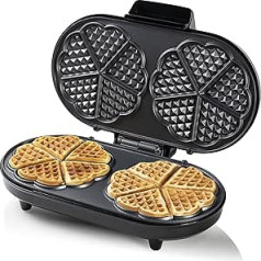 Bestron Double Waffle Iron for Classic Heart Wafers, Waffle Maker with Baking Light and Non-Stick Coating, 1,200 Watt, Colour: Copper