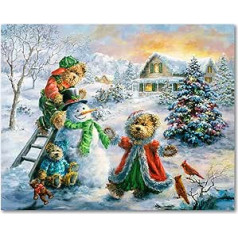 Fuumuui Painting by Numbers Adults and Children Beginners Painting Including Brush and Acrylic Paints 40 x 50 cm - Festival, Merry Bears Christmas