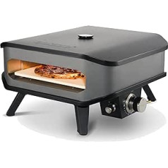 Cozze® 90349 13 Inch Gas Pizza Oven with Thermometer Mobile Pizza Oven Pizza Stone Gas Grill Adjustable up to 400 Degrees with 34 x 34 cm Pizza Stone Portable Patio Balcony Black