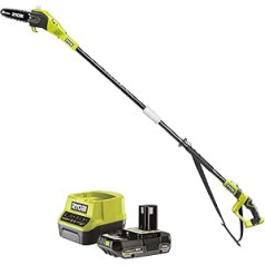 RYOBI 18 V ONE+ Cordless Pruner RPP182020 (Blade Length 20 cm, Chain Speed 5.5 (m/s), Range up to 4 m, Automatic Chain Lubrication, Includes 1 x 2.0 Ah Battery and Charger in Box)