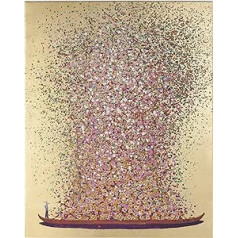 Kare Design Picture Touched Flower Boat for Kitchen, Gold/Pink, 160 x 120 x 3.5 cm