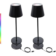 FUYO iepakojums ar 2 galda lampām, bezvadu, regulējams, 8 krāsas, LED akumulatora galda lampa, pieskāriens ar USB uzlādes staciju, āra IP54 ūdensnecaurlaidīga galda lampa dārzam, pusdienu galds, guļamistaba, viesnīca (melns)