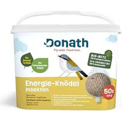 Donath Energy Dumpling Insects in Organic Net – Fat Balls in Organic Net – 100 g per Dumpling – The Gourmet Dumpling – Valuable All-Year Wild Bird Food – From Our Manufacture in South Germany