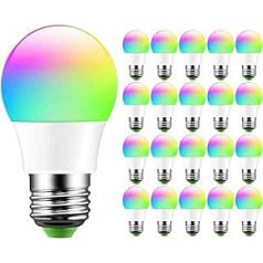 Mengjay LED krāsainās spuldzes RGB + balta lampa Edison aptumšojamas krāsas 16 krāsas RGBW 3 vati E27 ligzdas LED spuldzes bezvadu tālvadības pults komplektā (iepakojumā 20)