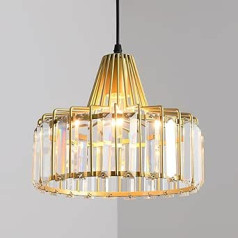 XIOUVI Gold Crystal Pendant Lamp Dimmable Crystal Light Round Modern Dining Table Pendant Light Height Adjustable E27 Pendant Light Dining Room Diameter 23 cm