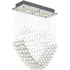 A1A9 Heart-shaped Crystal Chandelier, Modern Crystal Romantic Ceiling Light, Rectangular Flush-Mounted LED Pendant Light for Living Room, Bedroom, Dining Room, Hallway, L 50 cm W 20 cm H 70 cm