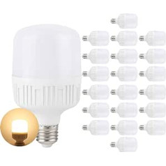 Mengjay Pack of 20 13 W E27 LED spuldzes, 1300 lūmeni, bez mirgošanas un silti baltas E27 LED spuldžu nomaiņa 125 W halogēnās spuldzes 360° stara leņķis nav regulējams